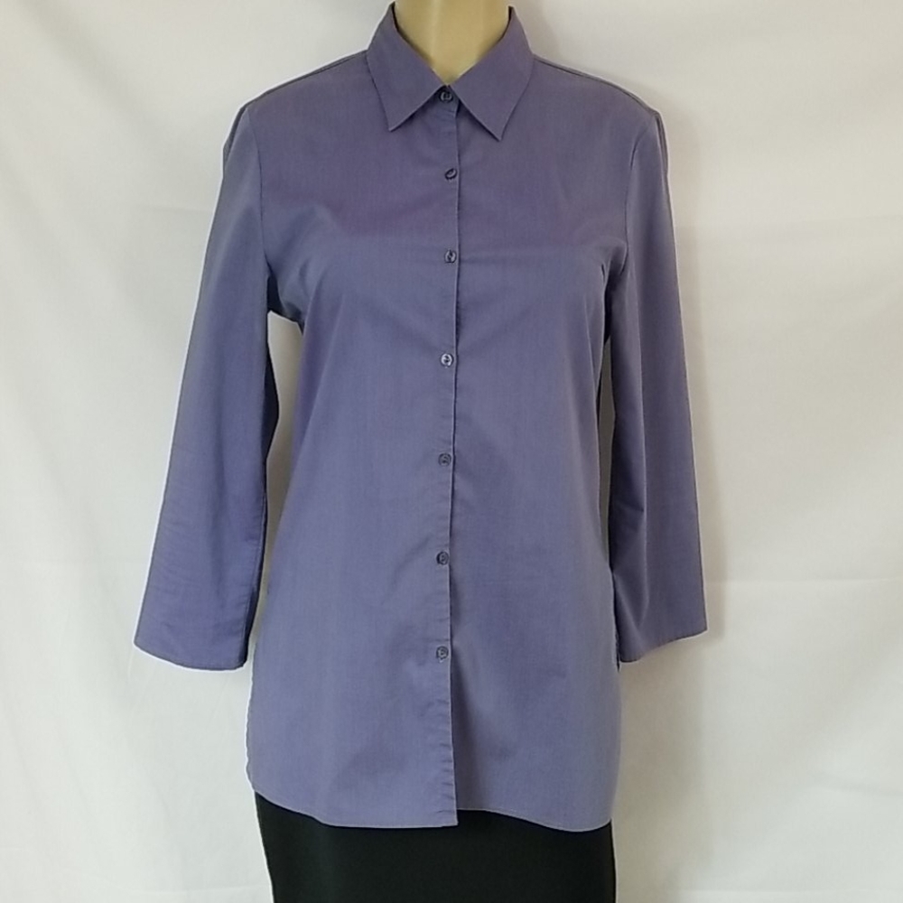 NY& COMPANY WOMENS CITY STRETCH BLOUSE IN PURPLE